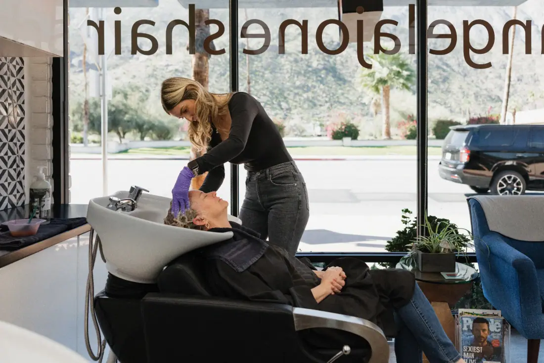 Washing and caring for hair extensions at angelajoneshair, Palm Springs