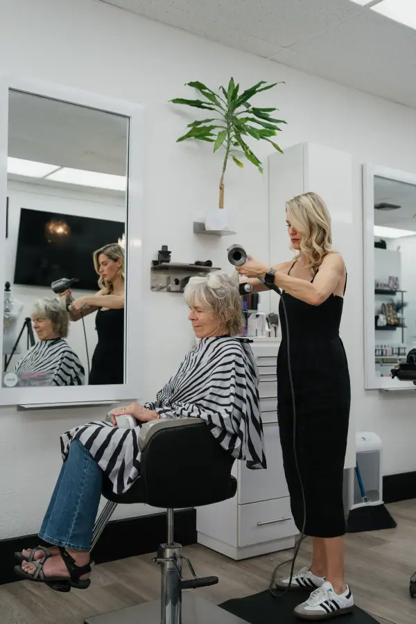 Blow-dry styling after a haircut, Palm Springs salon